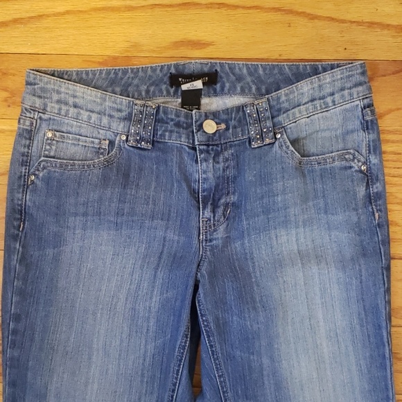 White House Black Market Rhinestone Flare Jeans - Picture 3 of 8